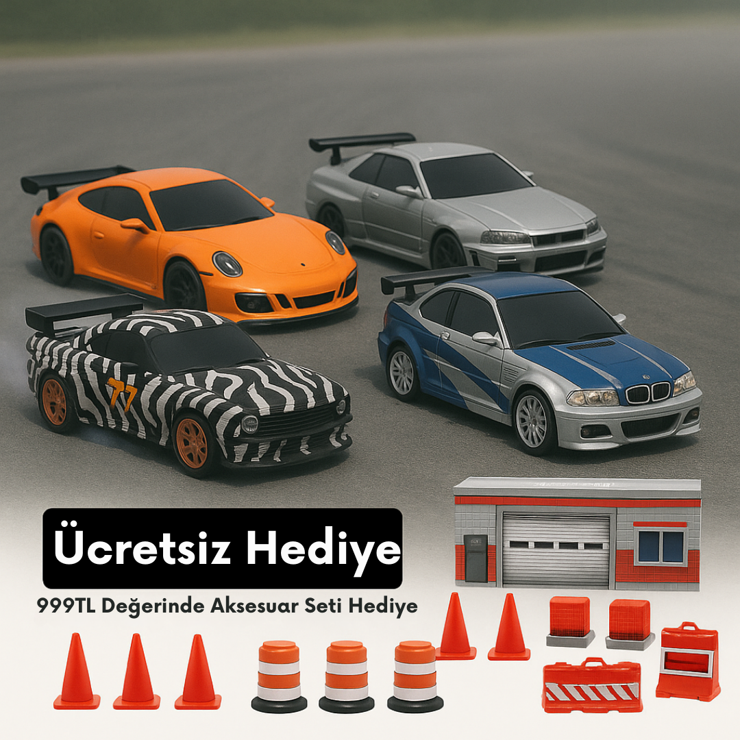 RCG Racing Mikro DC 1/43 Drift Araba - Sokak Mavisi/Gümüş